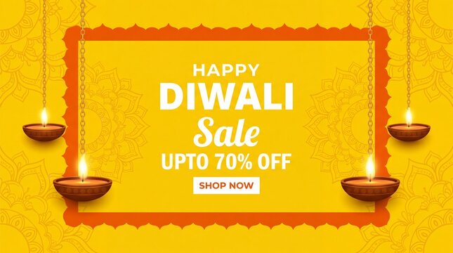 yellow banner for diwali festival sale