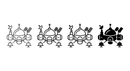 Space Station Icons, Lunar Lander Vector Set, Orbiting Satellite Graphics, Cosmic Exploration Elements © robiul