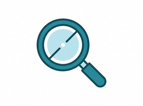 A magnifying glass icon represents the search function to locate files and data efficiently within professional software systems while providing users with intuitive navigation for their digital
