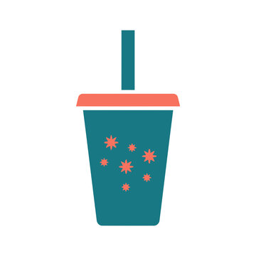 Teal cup with straw and orange stars