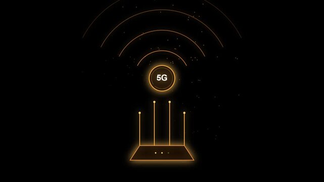 Glowing Orange 5G Wi-Fi Router Wireless Network Motion Graphic Loop