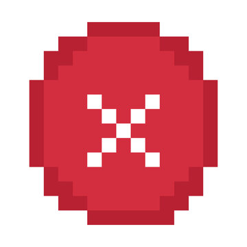 pixel art cross mark red cancel error close delete button icon