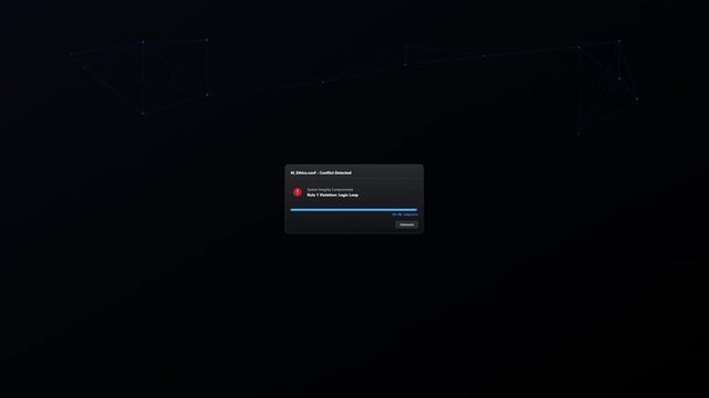 Software update progress bar with digital glitch on dark background