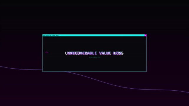 Digital glitch screen displaying unrecoverable value loss message