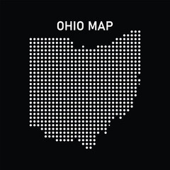 Fototapeta premium Dotted map of ohio state, usa, made of white dots