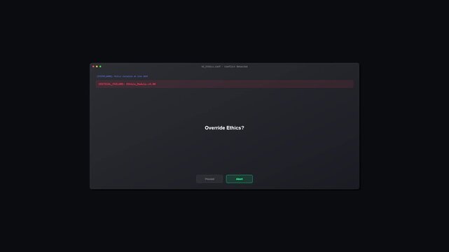 Digital system error message box on dark background
