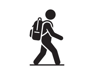 Person walking with a backpack icon representing travel or education © ZOHAIB