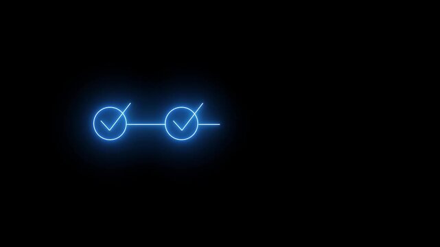 neon 4 step infographic process with check mark icon. infographic step by step process icon animation , step process success with check marks on black background 4k motion video.