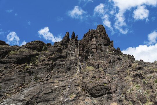 Cliff in the Masca Gorge, rock formation, volcanic rocks, Tenerife, Canary Islands, Spain