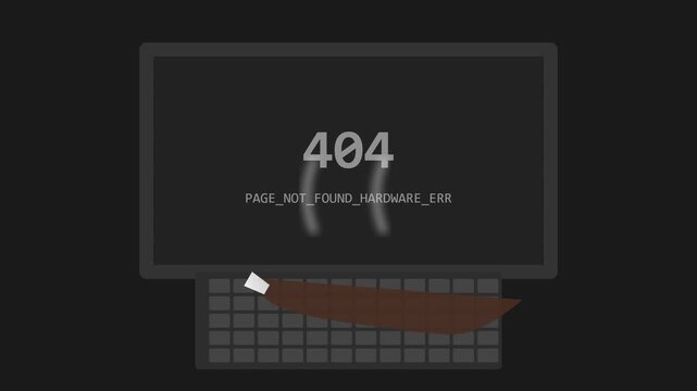 Minimalist 404 error page not found animation on computer screens