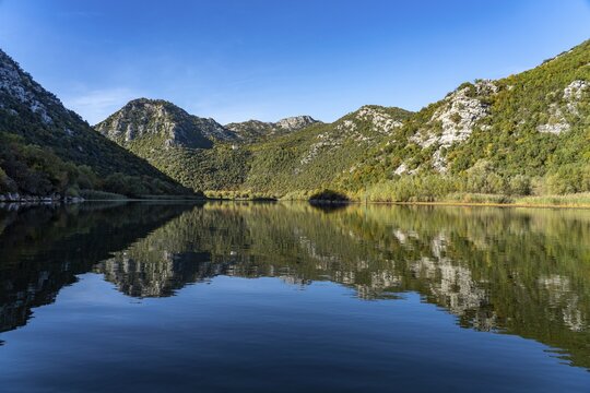Landscape on the river Crnojevic near Rijeka Crnojevica, Montenegro