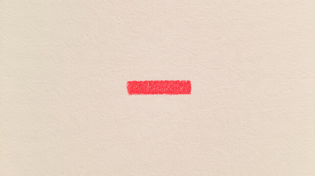Small Red Dash on Textured Paper - Minimal Hand Drawn Minus Symbol - Simple Graphic Mark for Subtraction, Negative Concepts, Typography, Icons, and Editorial Design