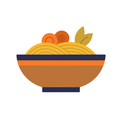 Fototapeta premium Bowl of noodles with carrots and leaves