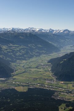 View into the Inn Valley and Zillertal, Hike in the Rofan Mountains, Tyrol, Austria