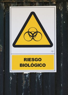 Warning sign, "Riesgo Biologico", biohazard warning