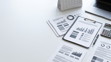 Obraz premium Annual Business Review Documents On Corporate Desk
