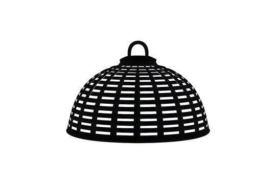 Clean flat vector silhouette of a traditional Southeast Asian woven bamboo food cover dome