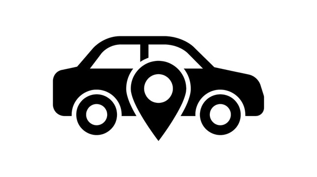 Car Location Pin Flat Vector Icon for Navigation and Transport