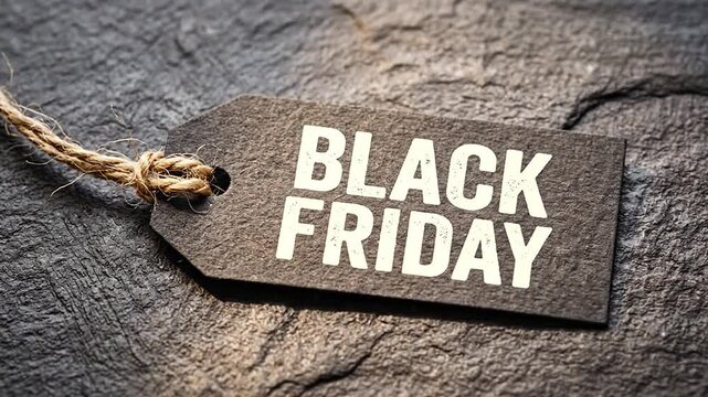 Black Friday Sale Tag on Dark Stone Texture