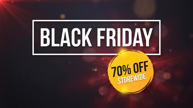 Black Friday sale promotional motion background with gold badge