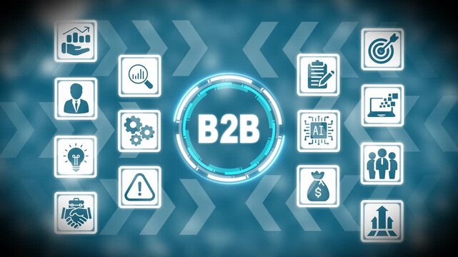 B2 b business strategy and digital marketing infographic interface with ai technology business-to-business