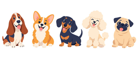 Obraz premium Cute dog breeds illustration