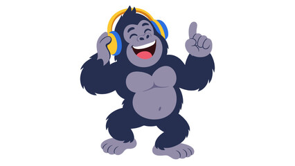 Gorilla with headphones illustration © Andrei