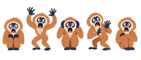 Fototapeta premium Scared monkeys illustration