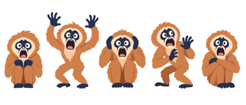 Scared monkeys illustration