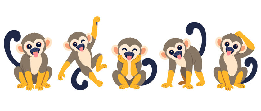 Playful baby monkeys illustration
