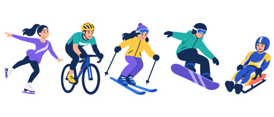 Obraz premium Winter sports activities people illustration