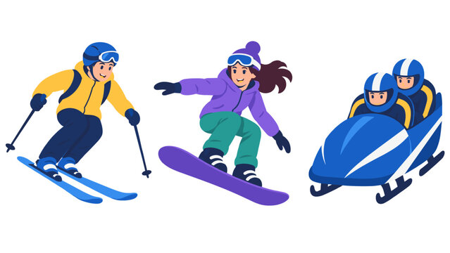 Winter sports skiing snowboarding illustration