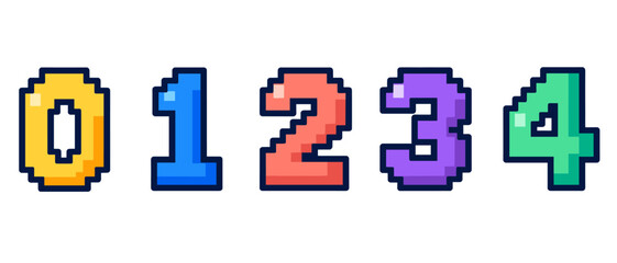 Naklejka na ściany i meble Pixel art numbers illustration