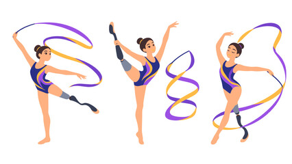 Fototapeta premium Rhythmic gymnast with ribbon illustration