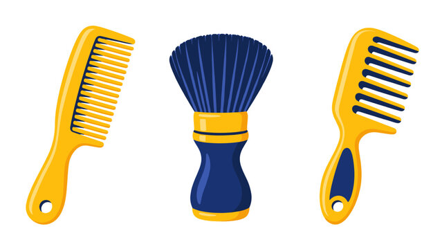 Yellow comb and shaving brush illustration