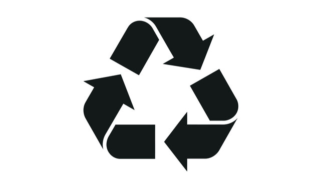Black recycling symbol icon graphic design element silhouette isolated on white background