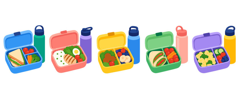 Kids bento lunch boxes illustration