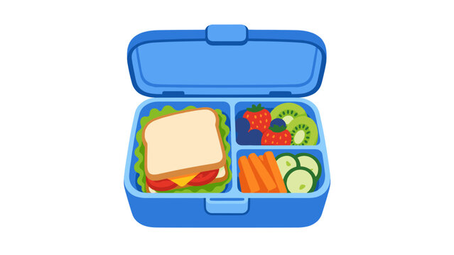Open lunch box with sandwich illustration