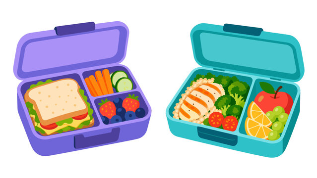 Healthy lunch boxes illustration