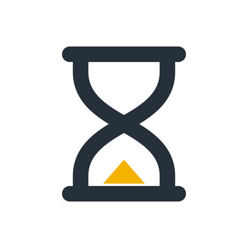 Hourglass with sand, deadline countdown line icon