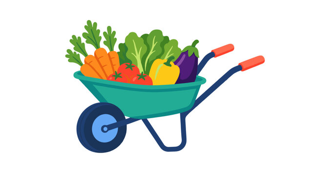 Wheelbarrow with vegetables illustration