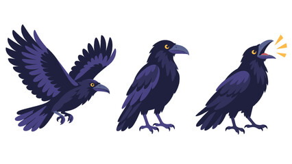 Obraz premium Crows and ravens illustration