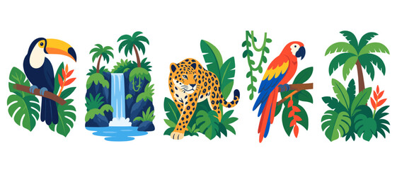 Obraz premium Jungle wildlife scene illustration