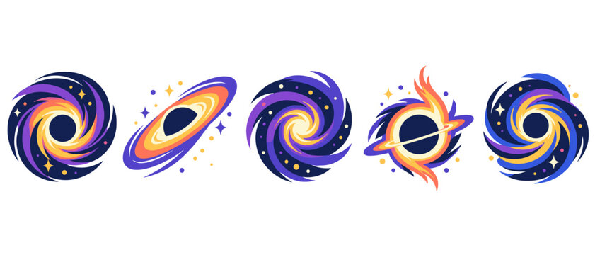 Cosmic galaxy black holes illustration