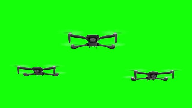 3d rendered animation of flying drone on green screen
