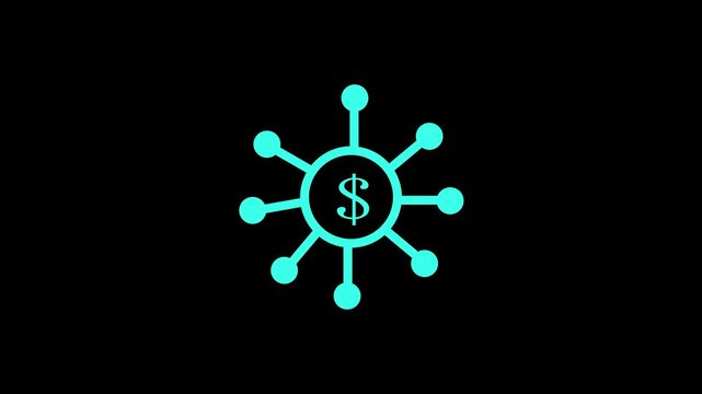 Financial decrease and stock market loss vector icon with falling bar chart and downward arrow.