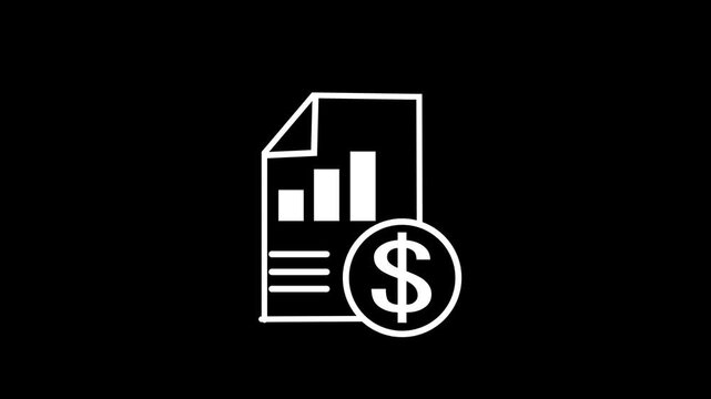 Financial decrease and stock market loss vector icon with falling bar chart and downward arrow.