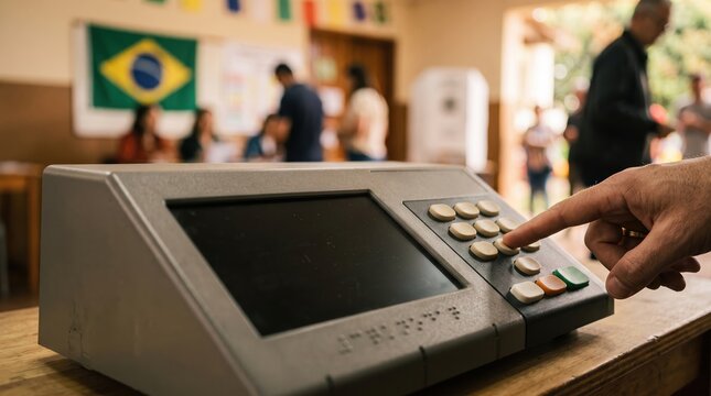 Citizen casting vote on electronic ballot machine