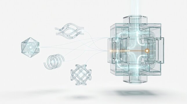 Abstract digital data processing and quantum computing concept