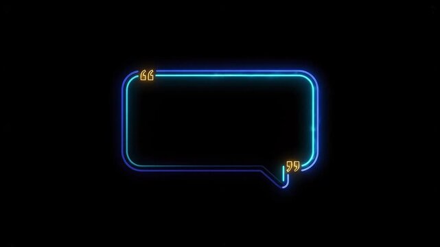 Dynamic Neon Quote Box Outline Animation on Black Background Footage